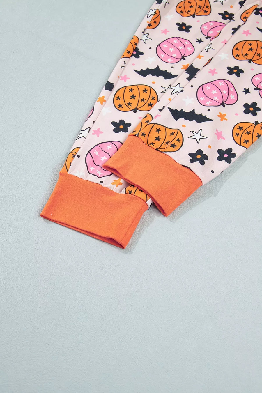 Halloween Pumpkin Print Long Sleeve Home Wear Lounge in Dusty Pink