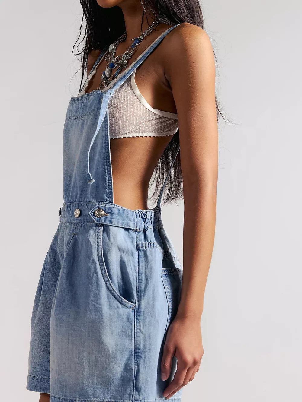 vintage-inspired overalls in Dark Blue with strapless