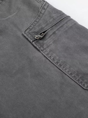 Men's gray cotton cargo capris with zippered pocket detail