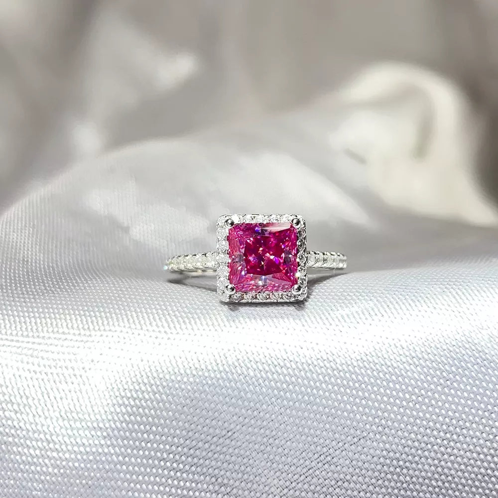 Radiant Cut 925 Sterling Silver Moissanite Ring