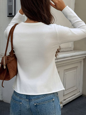 classic cardigan in ivory with round neck