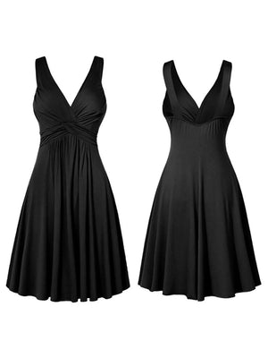 Gold A-line A-line dress with v-neck