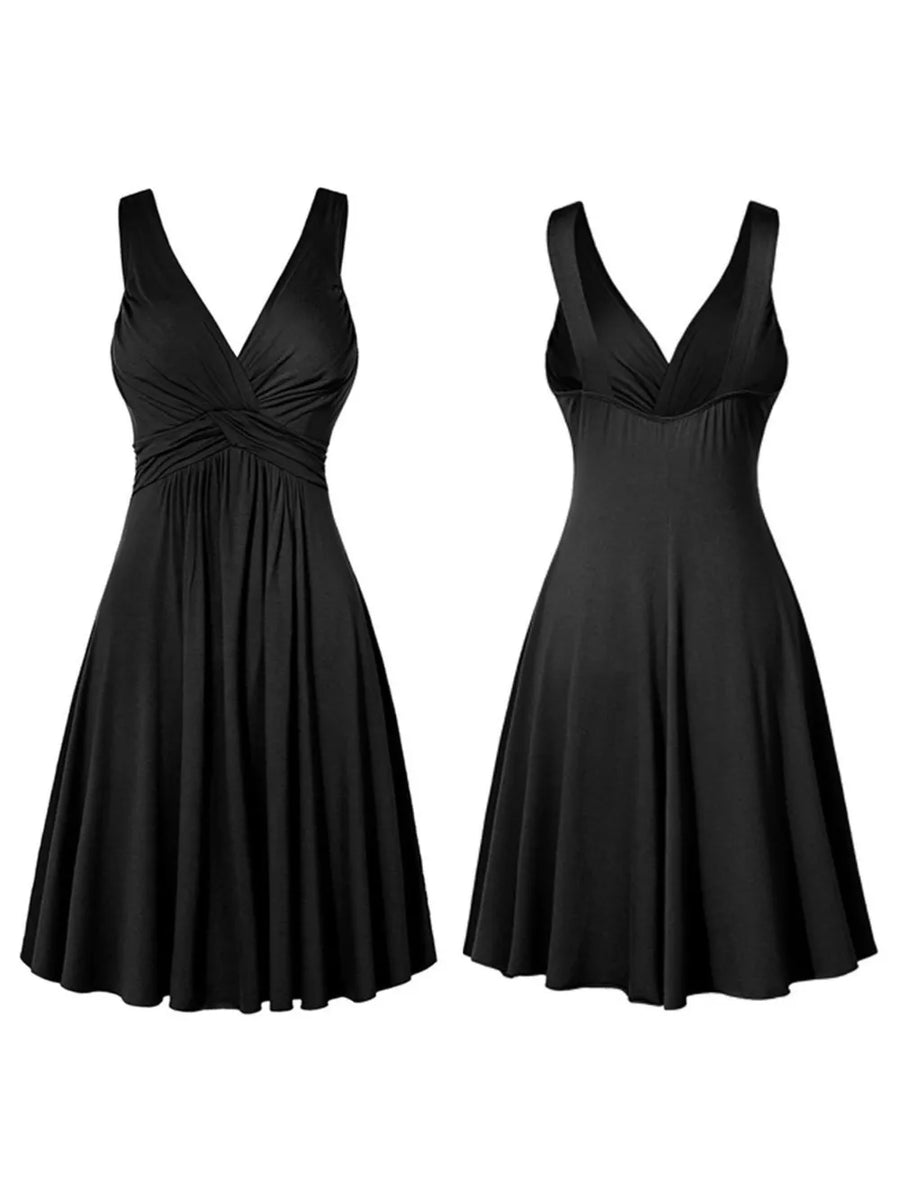 Gold A-line A-line dress with v-neck