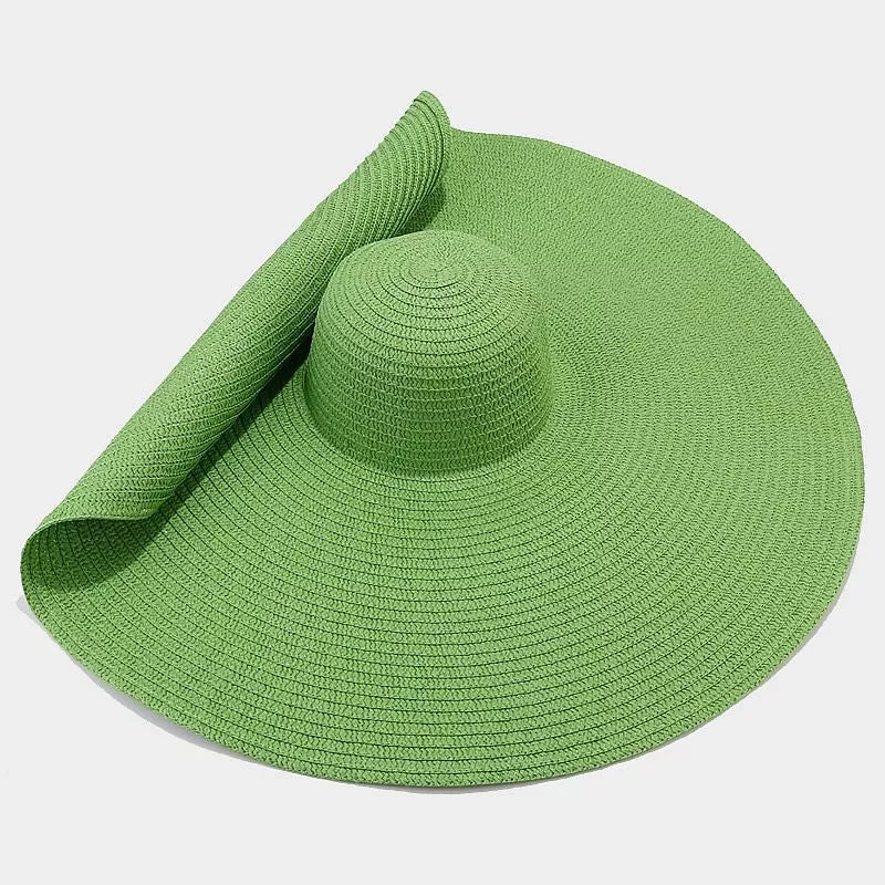 Oversized Wide Brim Straw Sun Hat in Beige