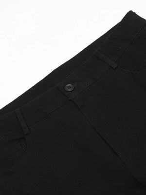 pants in Black with high-waisted and full-length