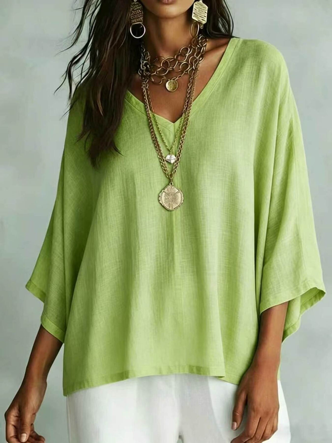 t-shirt in lime green featuring plus-size and loose fit