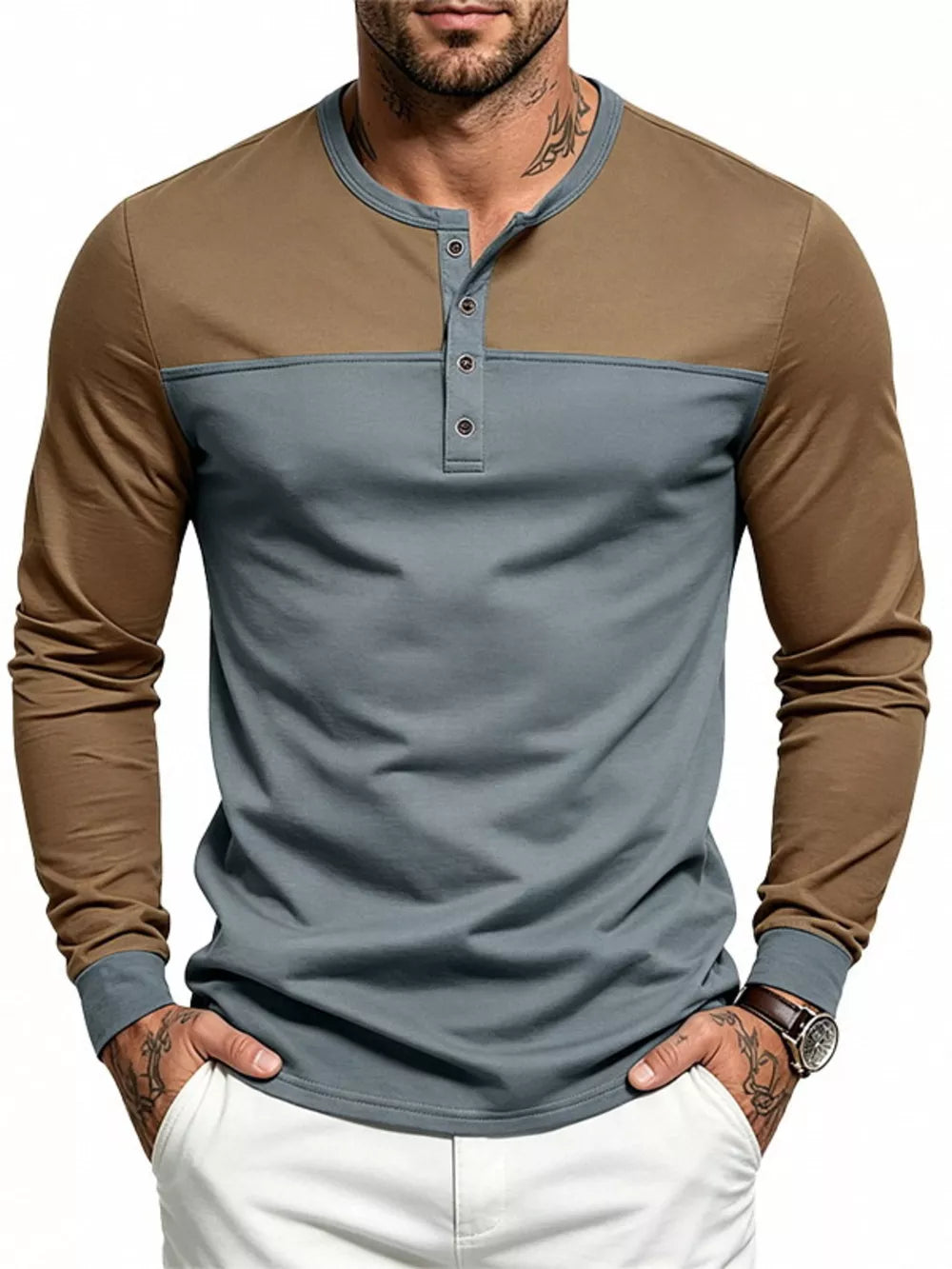 classic henley in Gray with henley