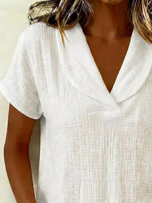 Pink Textured Short Sleeve Plus Size Blouse
