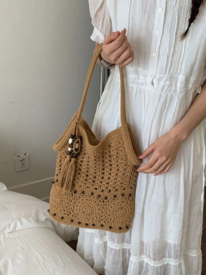 Brown with Knit Crochet Handbag