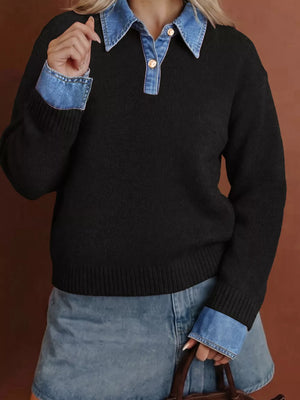 42% acrylic, 30% polyester, 28% polyamide Care instructions: Machine wash cold pullover sweater in Black with regular
