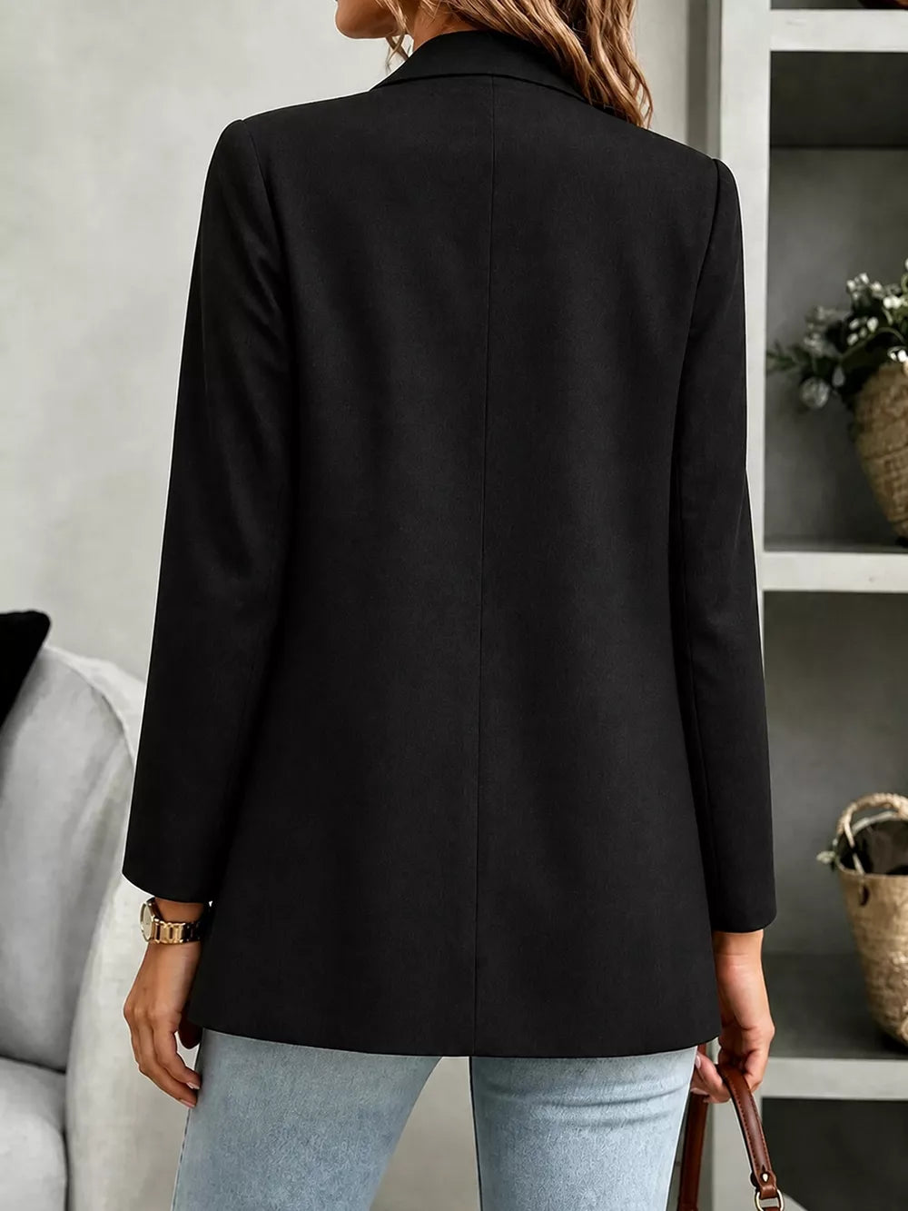 95% polyester, 5% elastane Care instructions: Machine wash cold blazer in Black with regular silhouette