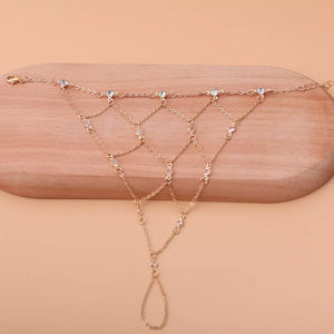 Elegant 18k Gold-plated Chain Bracelet With Rhinestones in Silver