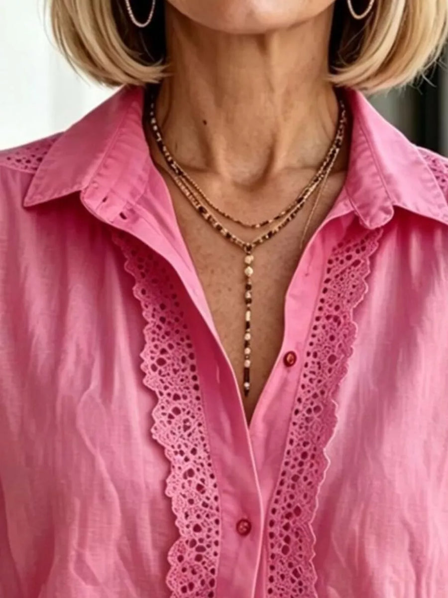 romantic button-down shirt in ivory with collared