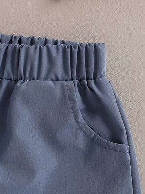 Toddler Royal Blue cotton shorts with elastic waistband and pocket detail