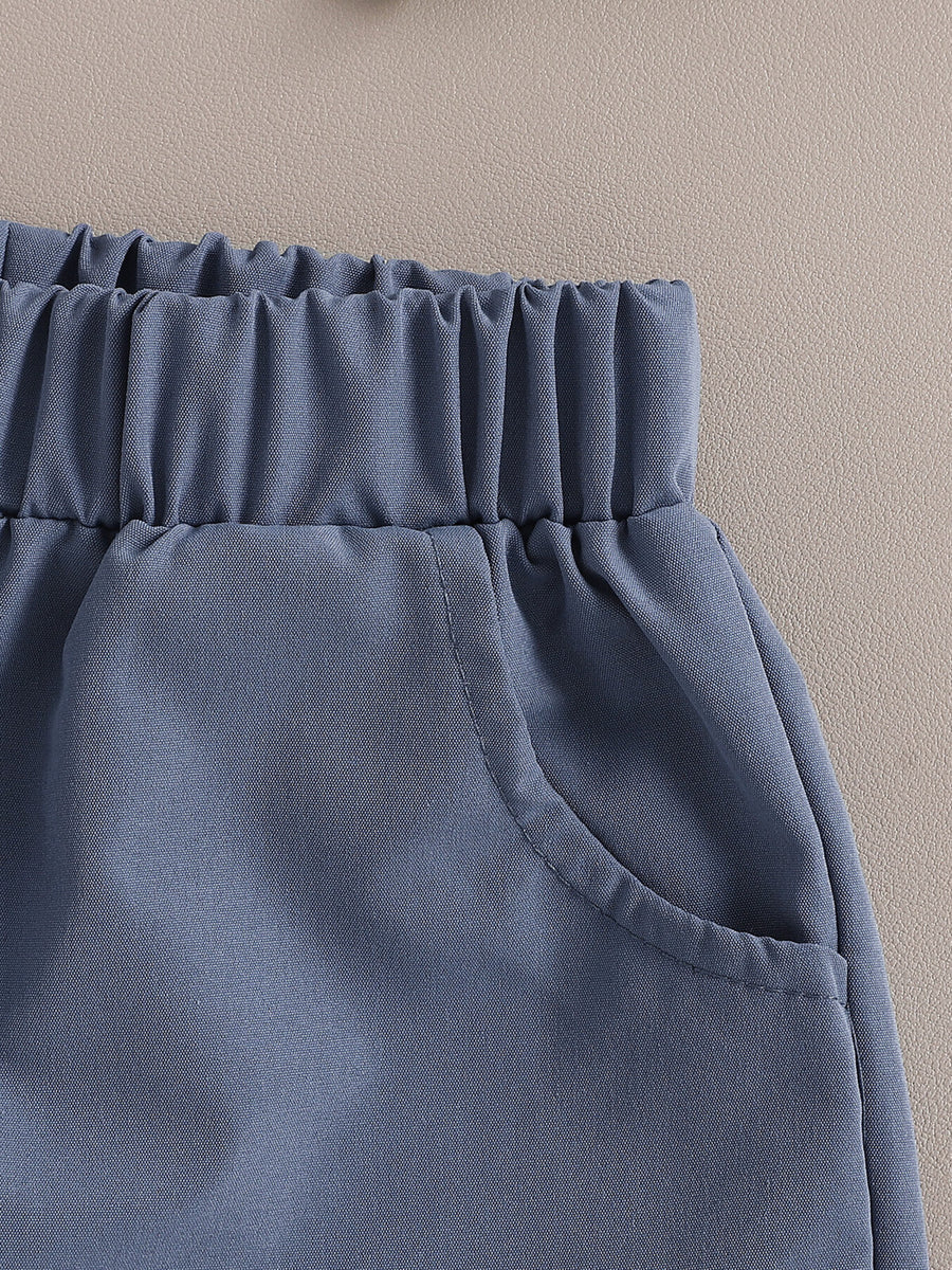 Toddler Royal Blue cotton shorts with elastic waistband and pocket detail