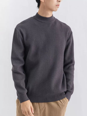 classic mock neck sweater in Coffee with mock neck