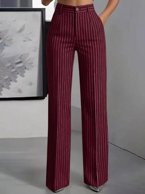 wide-leg pants featuring striped in Dark Blue with 100% polyester Care instructions: Machine wash cold texture