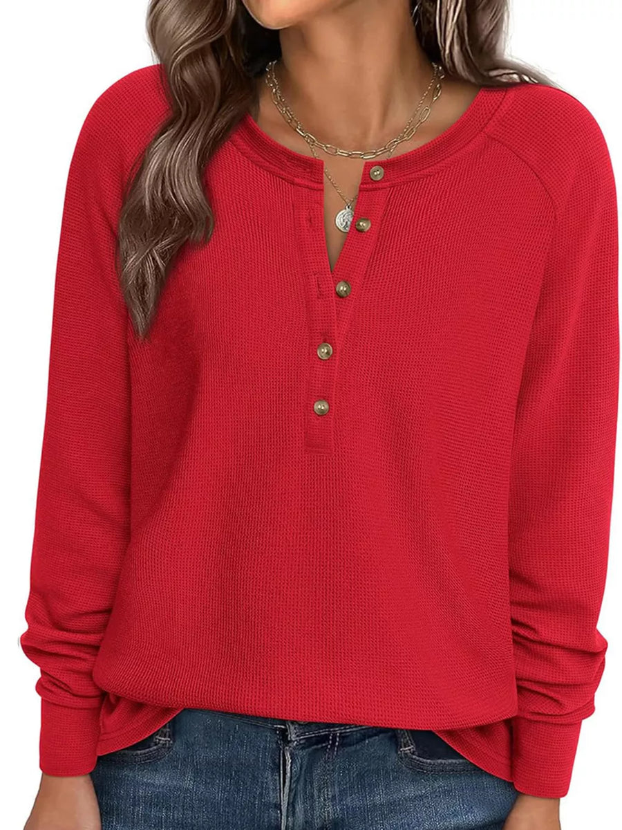 henley in Black with henley and long sleeve