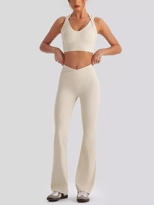 activewear set in light beige featuring Zipper and fitted fit