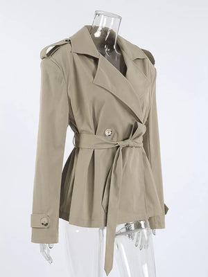 Chic Double-breasted Belted Trench Coat option 10