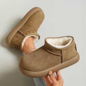 boots in camel with round toe and ankle-length