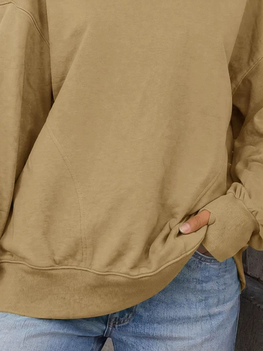 Turtleneck Mock Neck Oversized Sweatshirt in Gray with oversized