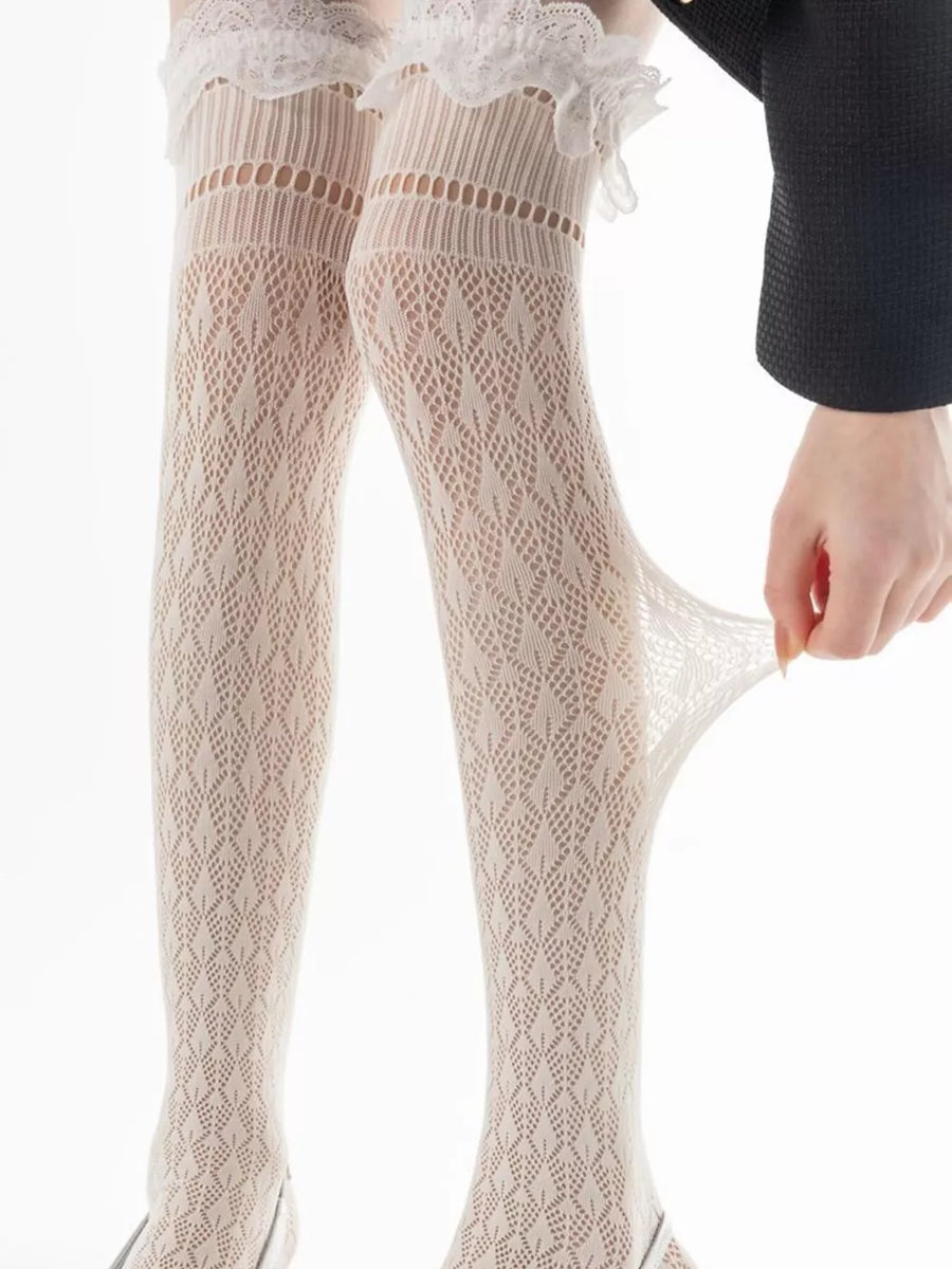 Black stockings with over-the-knee and elastic