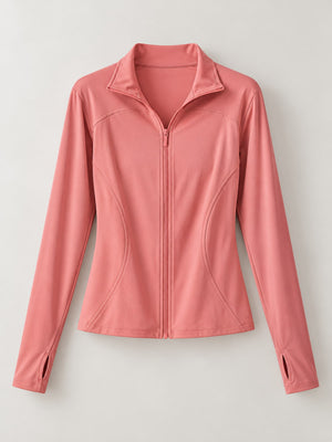Creamy Nude windbreaker with cropped and zip-front
