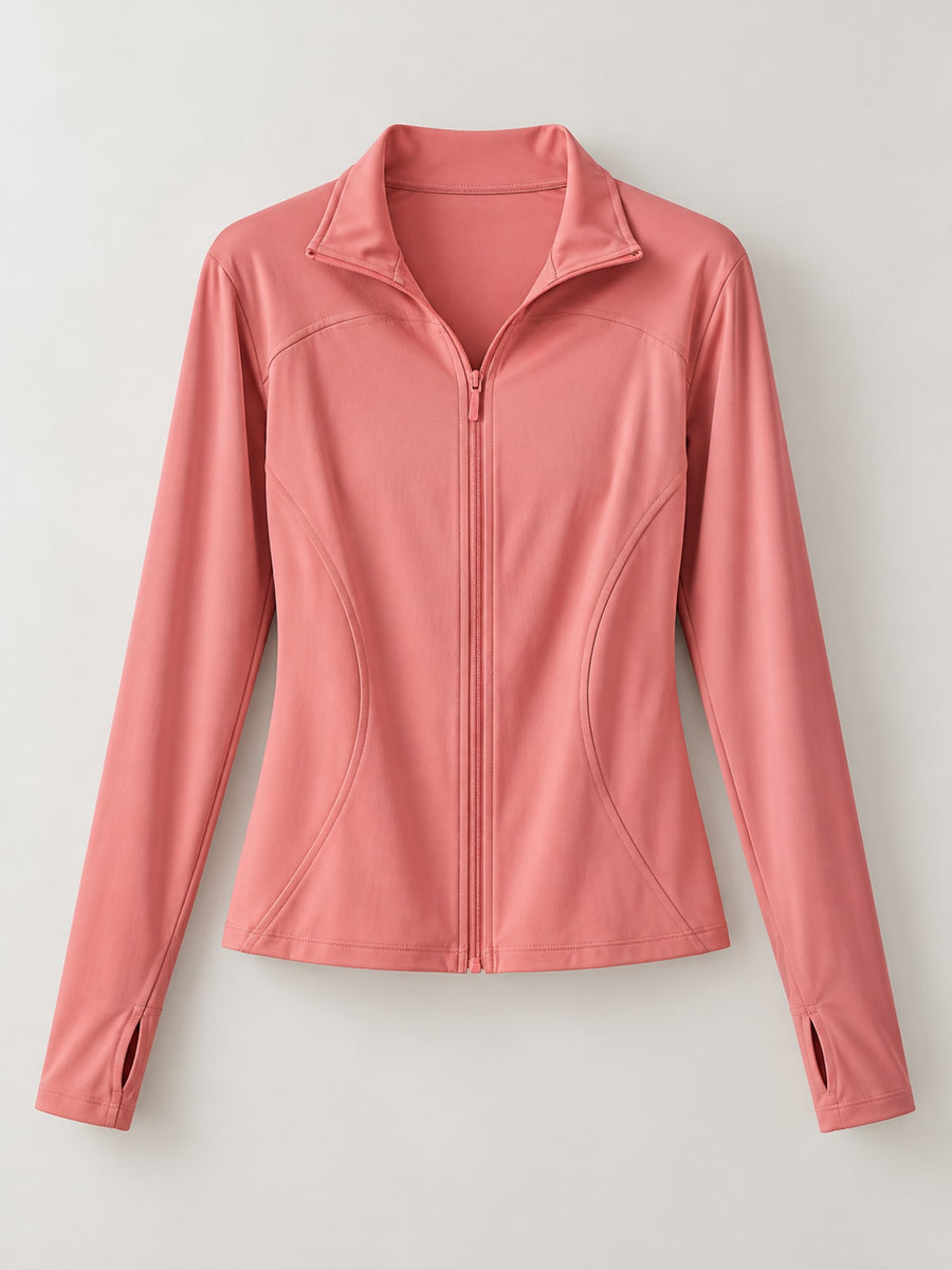Creamy Nude windbreaker with cropped and zip-front