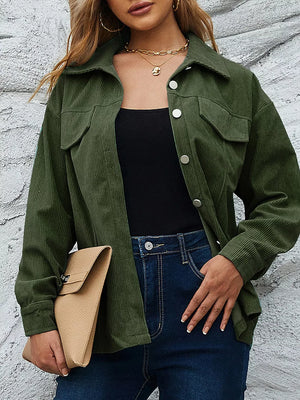 Corduroy Button-down Shirt With Chest Pockets option 7