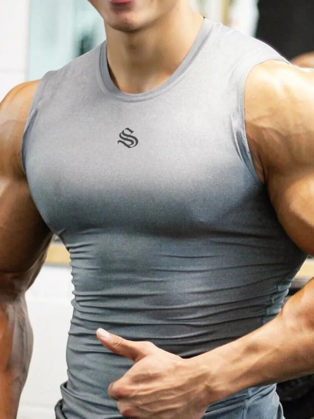 Gray Performance Fit Muscle Tank