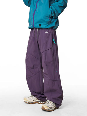 Relaxed Meadow Purple cargo active pants with drawstring and zip pocket detail.