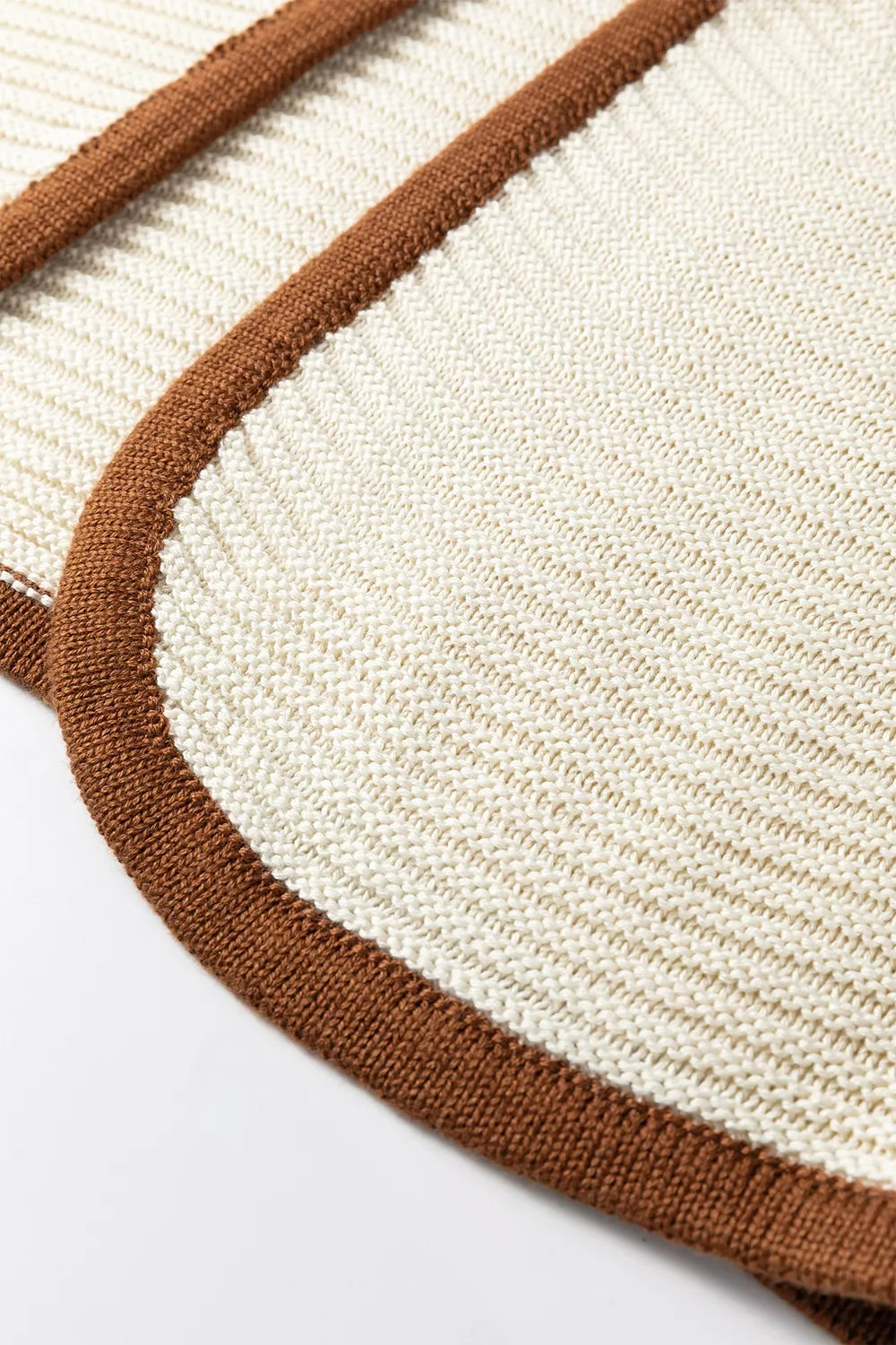 Contrast Trim Tie-front Sweater Vest in Beige with tied