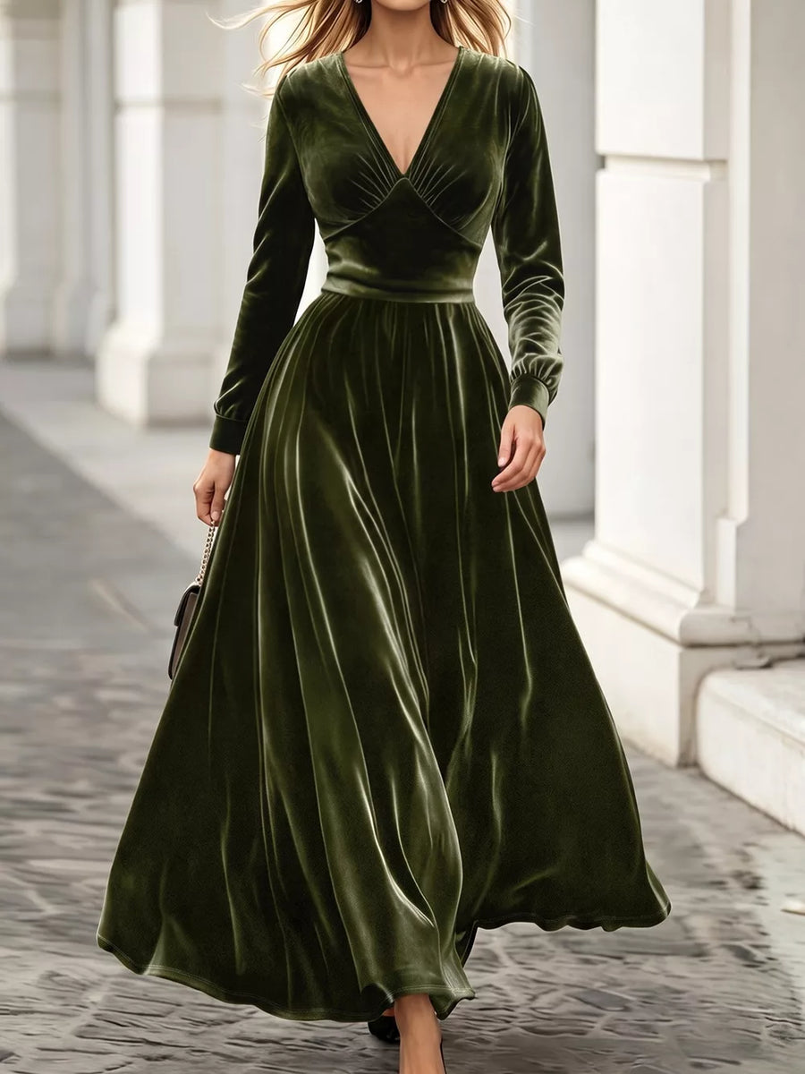 100% polyester Care instructions: Machine wash cold maxi dress in Army Green with A-line silhouette