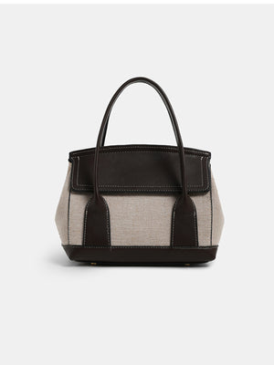PU Leather,Canvas Imported Size &amp handbag in Beige with structured silhouette