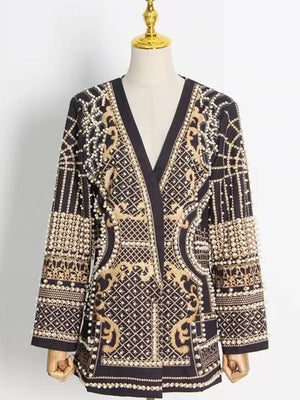 blazer in Gold with embellished and tunic-length