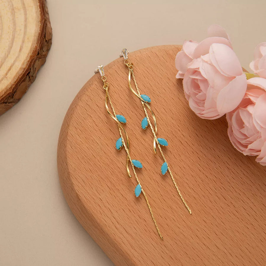 18K Gold-Plated,Resin,Copper Care instructions: Avoid wearing during exercise, a earrings in turquoise with elongated