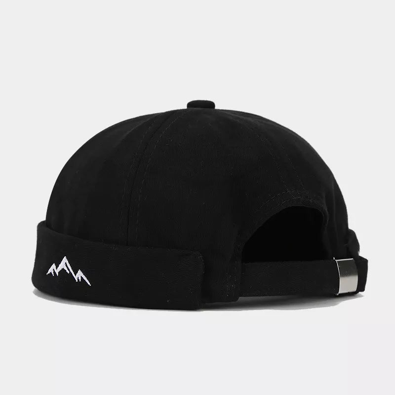 Cotton Brimless Hat in Black Forest with adjustable strap
