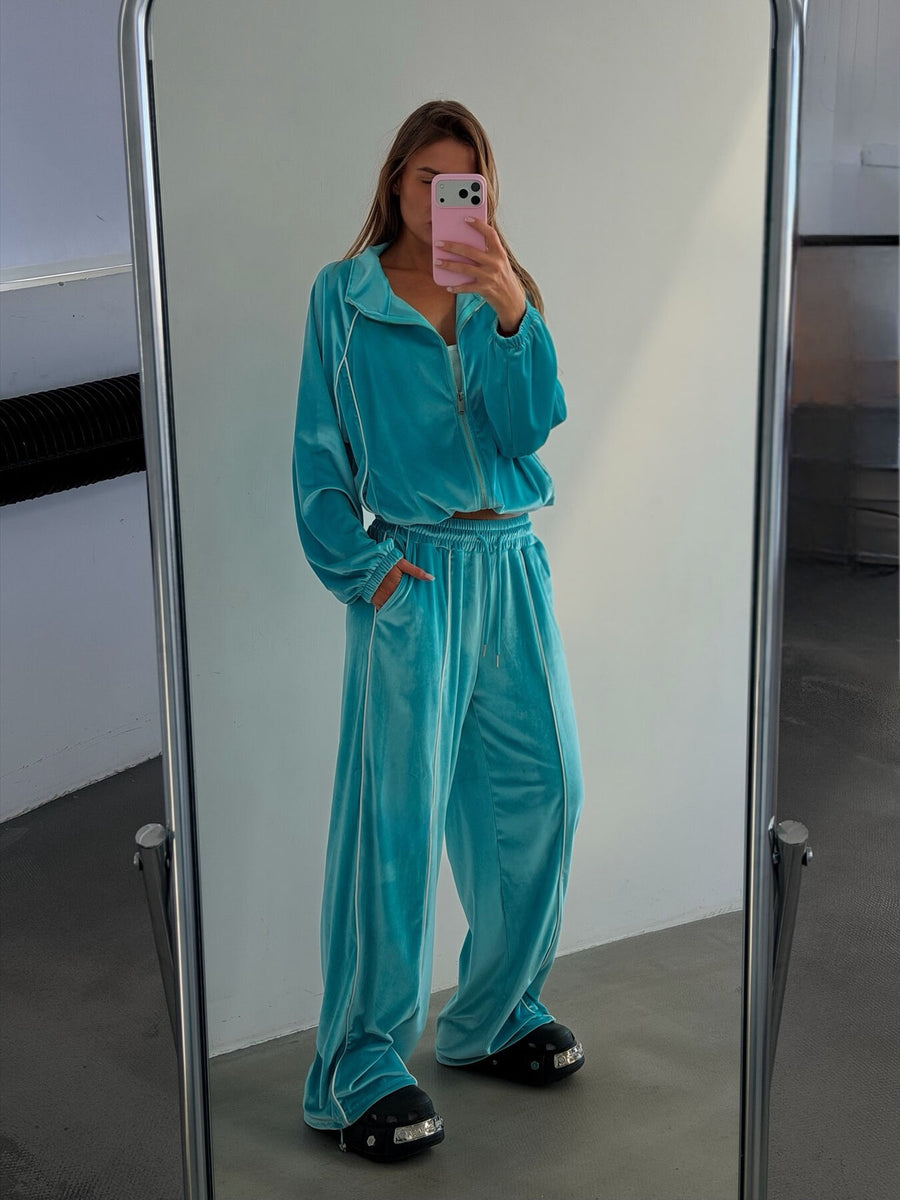 Y2K pajama set in Blue with collared