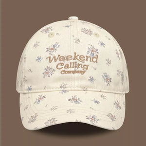 Pink Floral Print Baseball Cap