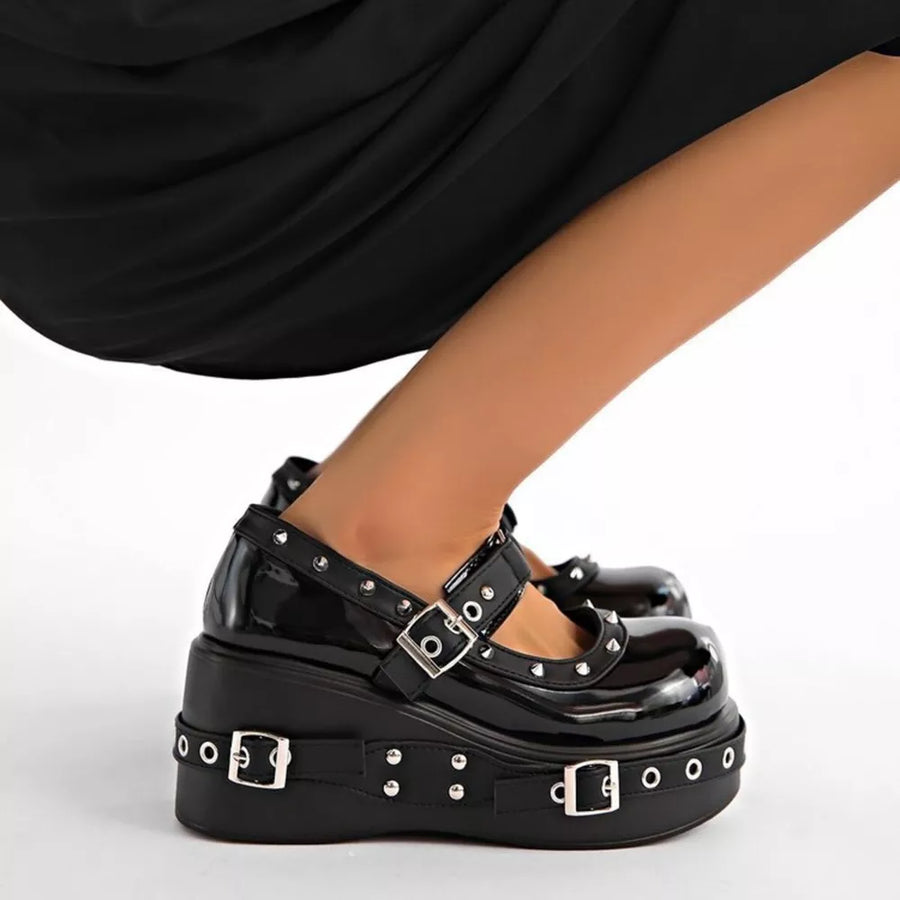 Round Toe Studded Loafers option 4
