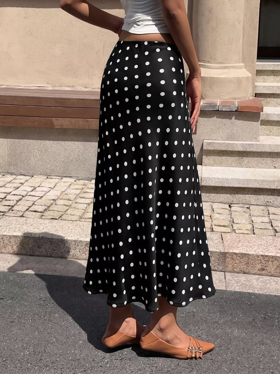 Polka Dot Midi Skirt in Orange-red, view 19