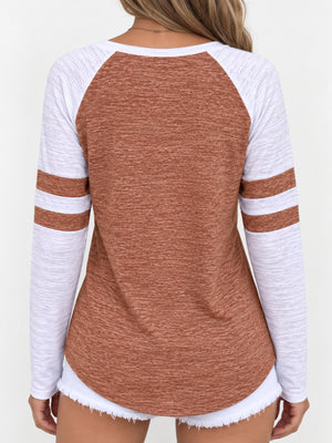 t-shirt featuring color-block in Khaki with 100% polyester Care instructions: Machine wash cold texture