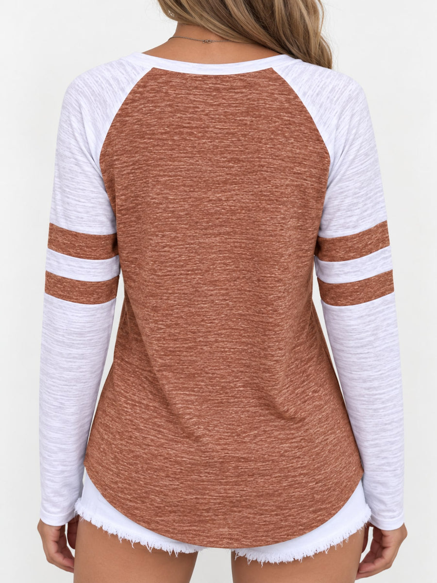 t-shirt featuring color-block in Khaki with 100% polyester Care instructions: Machine wash cold texture