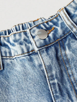Button-down Embroidered Heart Wide-leg Jeans option 4