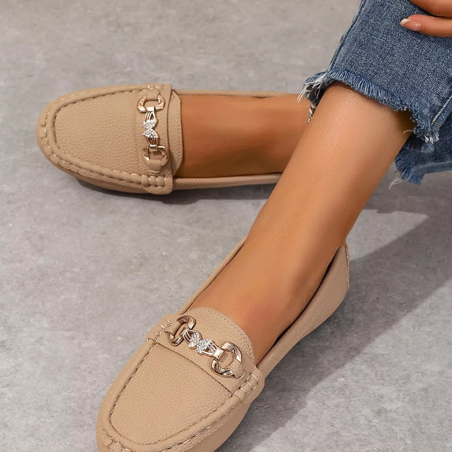 PU Leather, Rubber Imported Size &amp loafers in Brown with flat silhouette