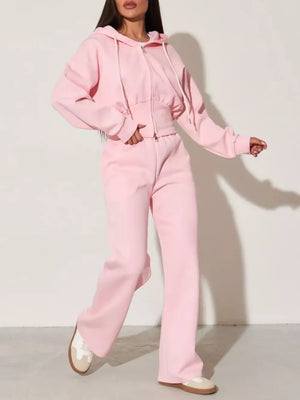 Zip-up Hoodie And Wide-leg Pants Set, view 11