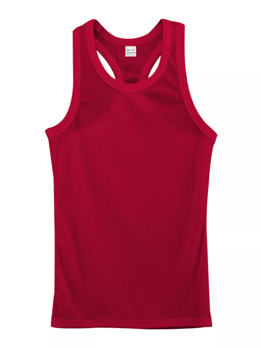 Men's Full Size Round Neck Tank in White, view 14