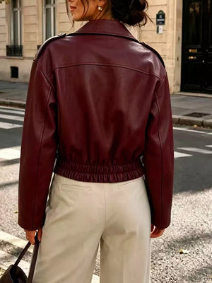 Blue regular moto jacket with notch lapel