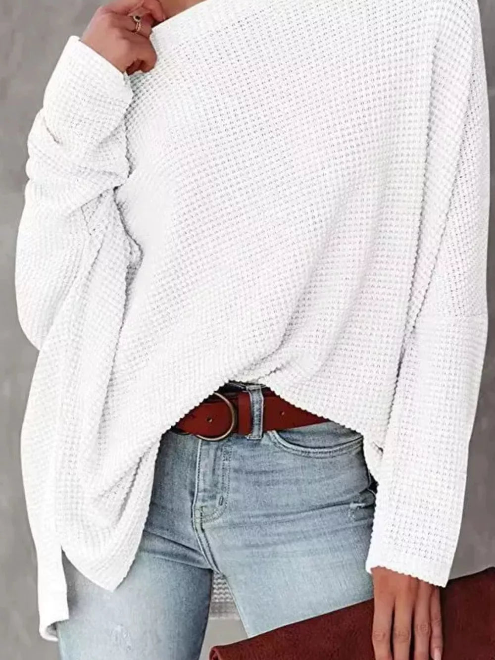 Black oversized pullover sweater with boat neck